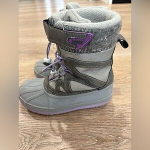 Khombu Kids Waterproof Snow Boots Gray Purple Insulated Size 13 Youth